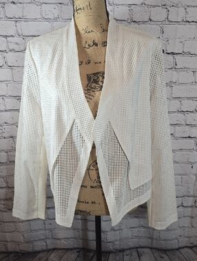 Chico's White Perforated Faux Leather Jacket Chico's Size 2 NWT